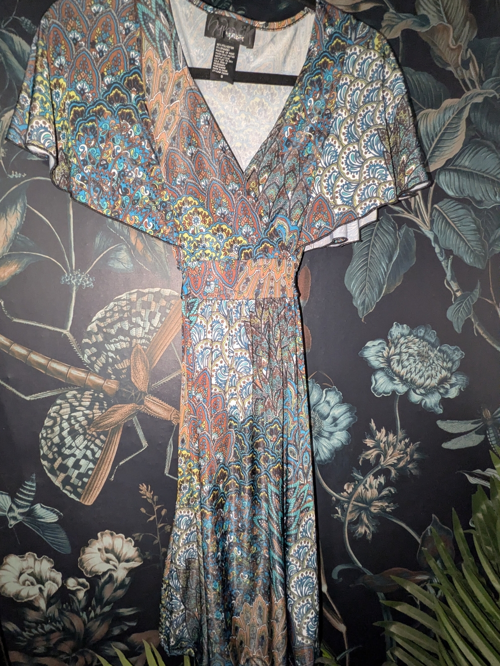Y2K Hypnotik Paisley Boho Flutter Sleeve Babydoll Dress